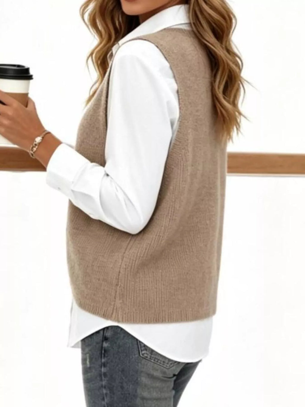 Full Size Chic V-neck Sleeveless Knit Sweater Vest Plus (7)