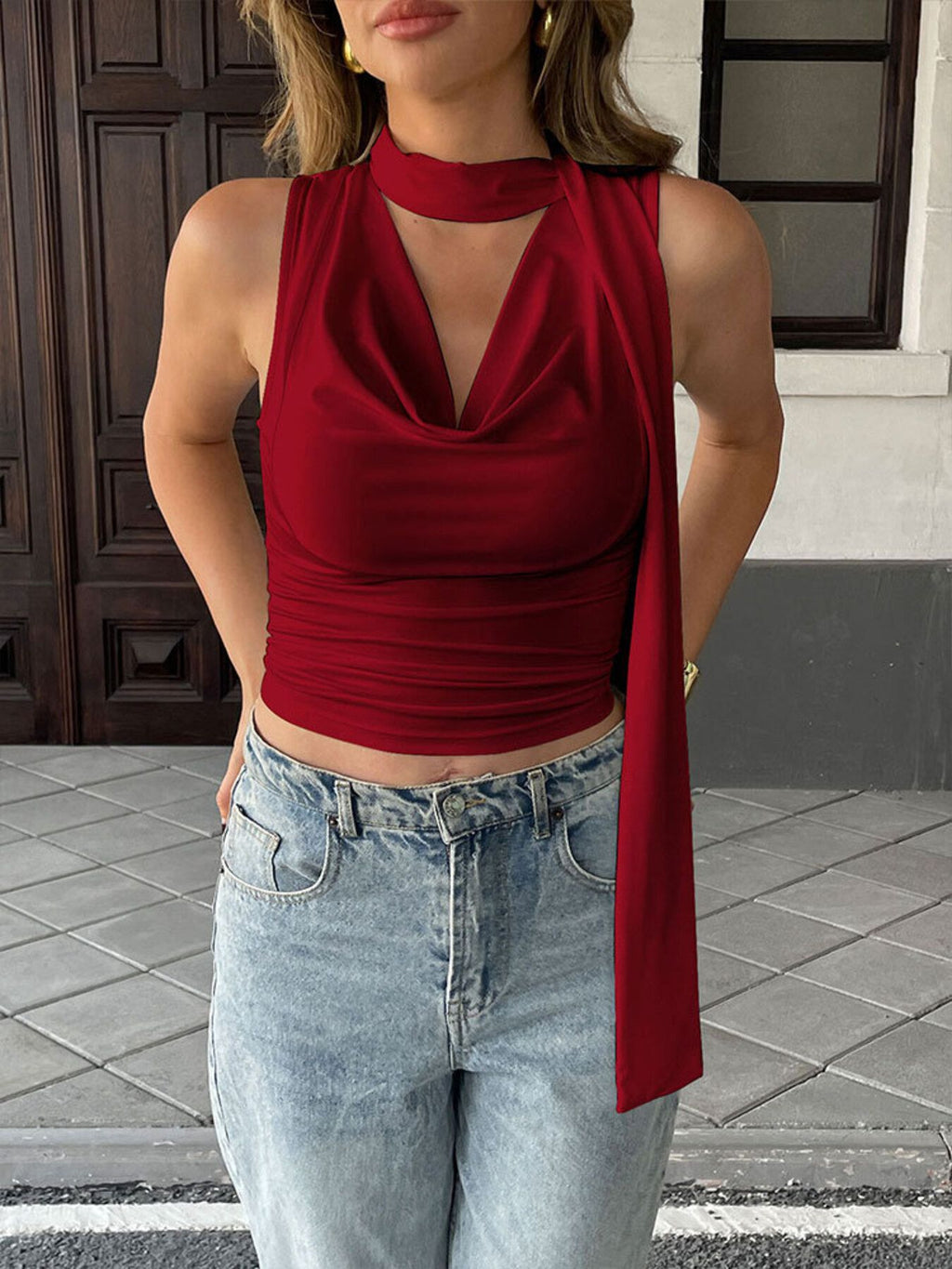 Cowl Neck Ruched Cami (3)