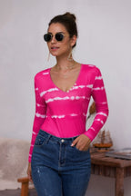 Tie-dye Plunge Long Sleeve Top (2)