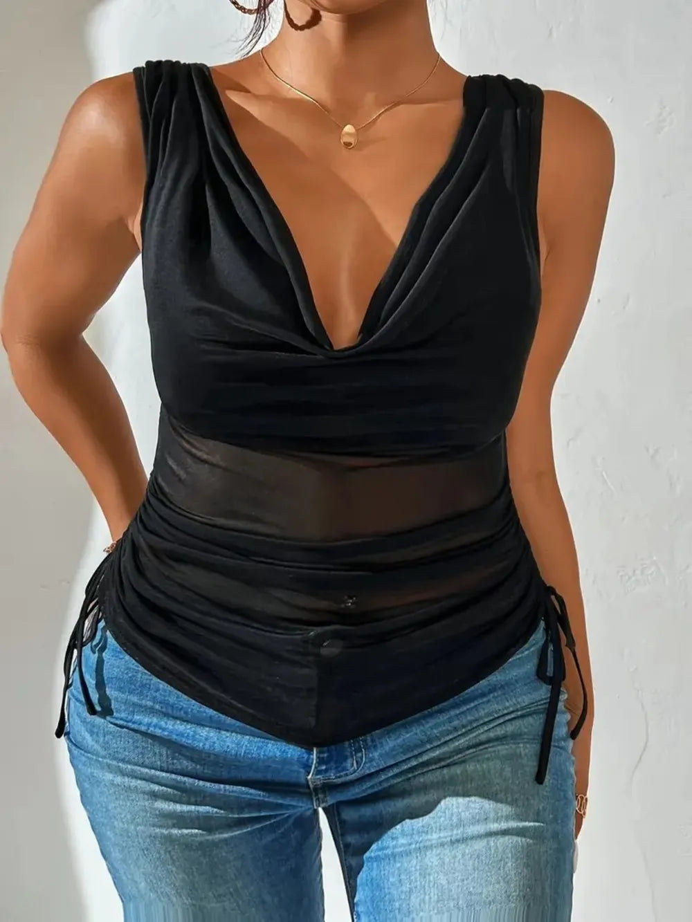Side Drawstring Ruched Tank (3)