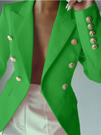 Decor Button Lapel Collar Blazer (21)