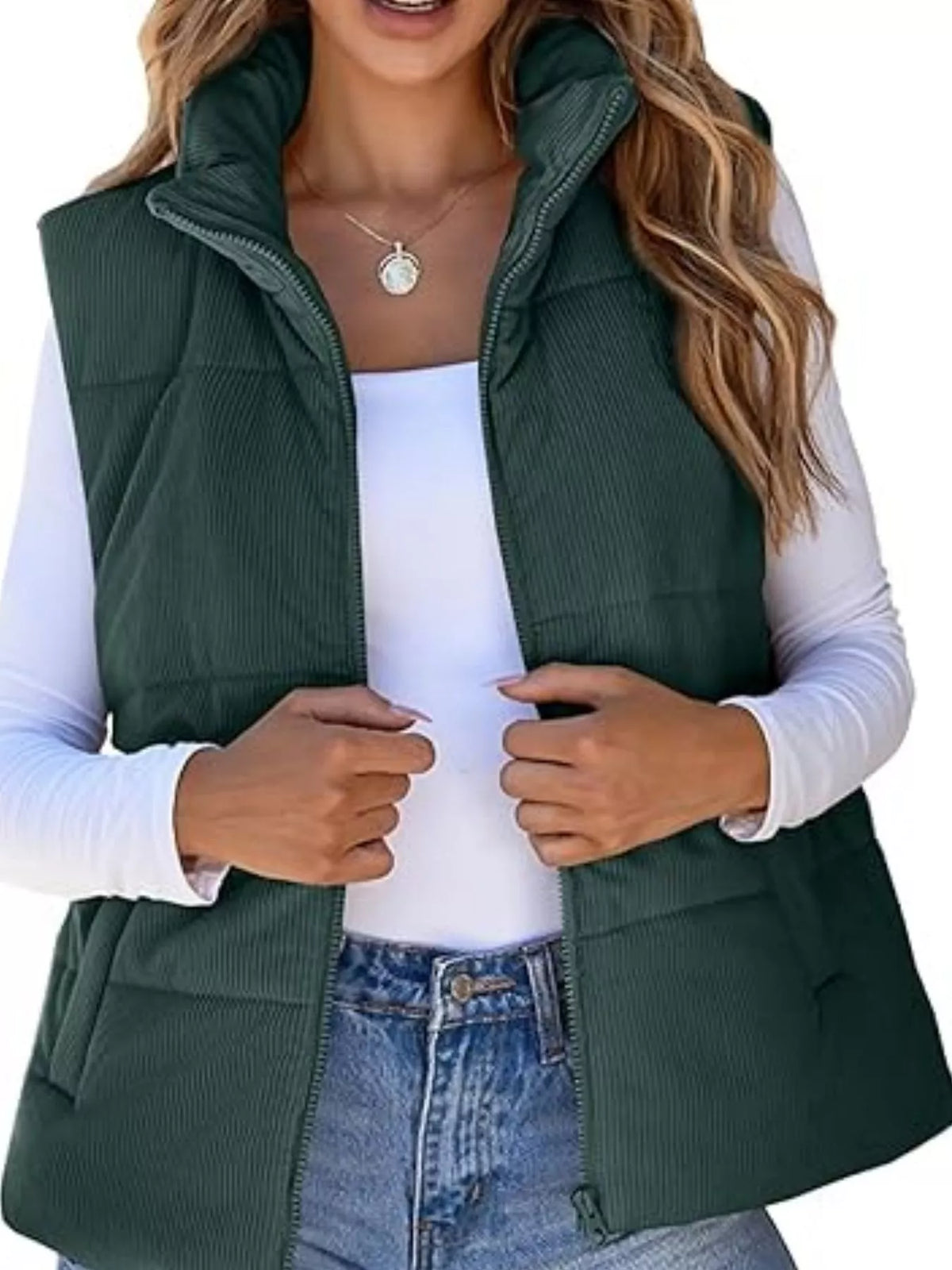 Corduroy Zip Up Vest Coat (16)