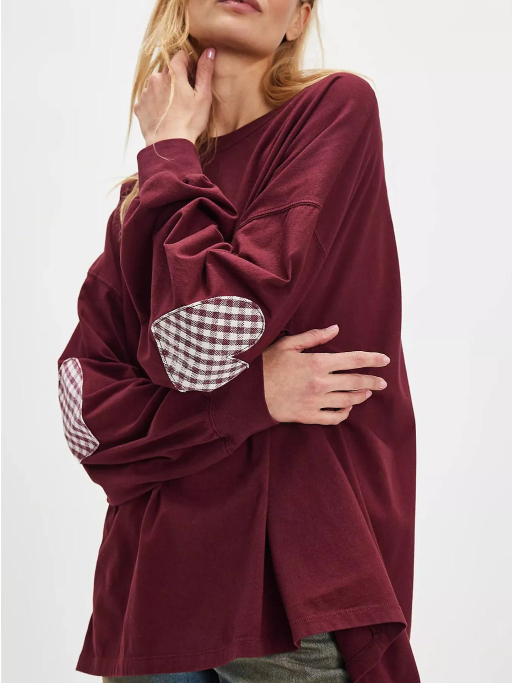 Heart Patch Long Sleeve Sweatshirt (2)