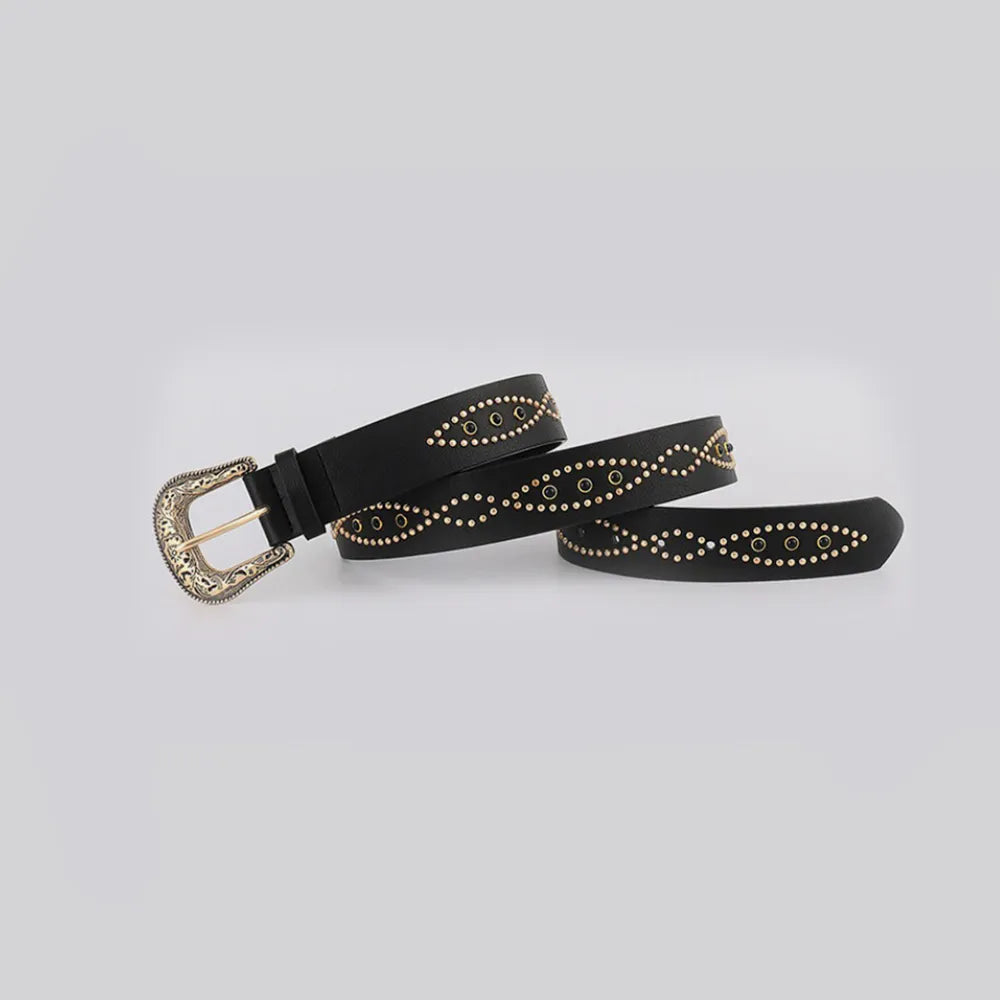 Pu Leather Rhinestone Belt