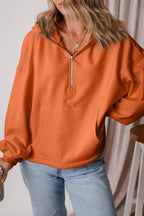 Pocketed Half Zip Dropped Shoulder Hoodie (5)