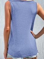 Full Size Decorative Button Round Neck Tank Plus (9)