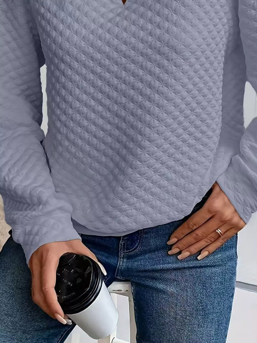 Textured Notched Raglan Sleeve Sweatshirt (19)