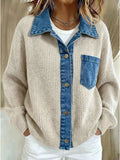 Denim Trim Button Up Cardigan