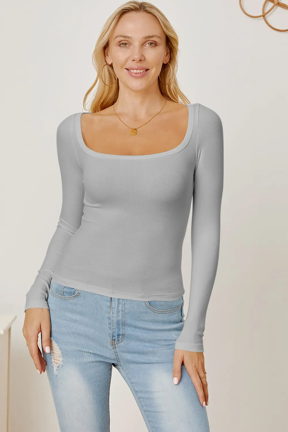 Square Neck Long Sleeve T-shirt (16)