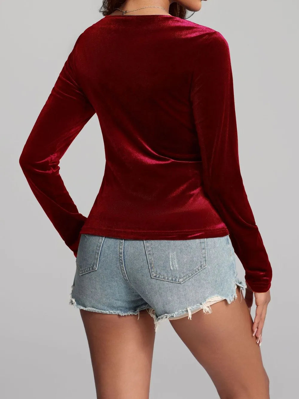 Ruched Surplice Long Sleeve Top (17)