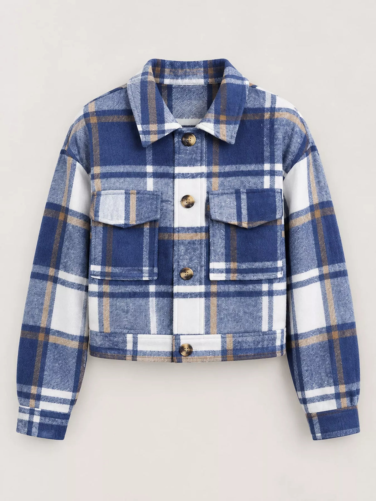 Plaid Button-front Cropped Jacket (41)