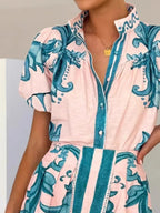 Printed Puff Sleeve Top Skirt Set (9)