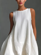 High-low Round Neck Sleeveless Dress (2)