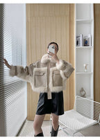 Sense Fox Fur Stitching Leather Coat photo 15