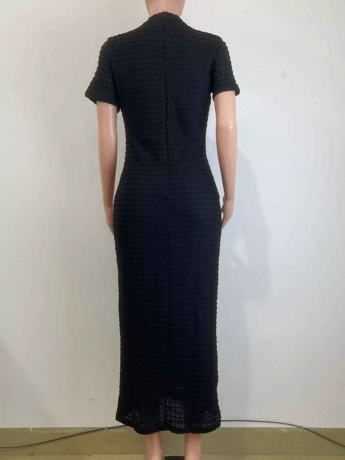 Textured Short Sleeve Midi Dress (13)