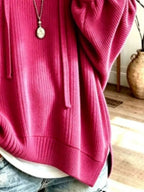 Drawstring Ribbed Knit Hoodie (14)