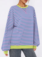 Striped Round Neck Long Sleeve Sweatshirt (10)