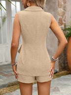Sleeveless Blazer Shorts Set Tie Waist (8)