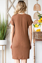 Ribbed Round Neck Short Sleeve Dress (2)