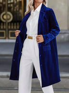 Lapel Collar Long Sleeve Longline Coat (16)