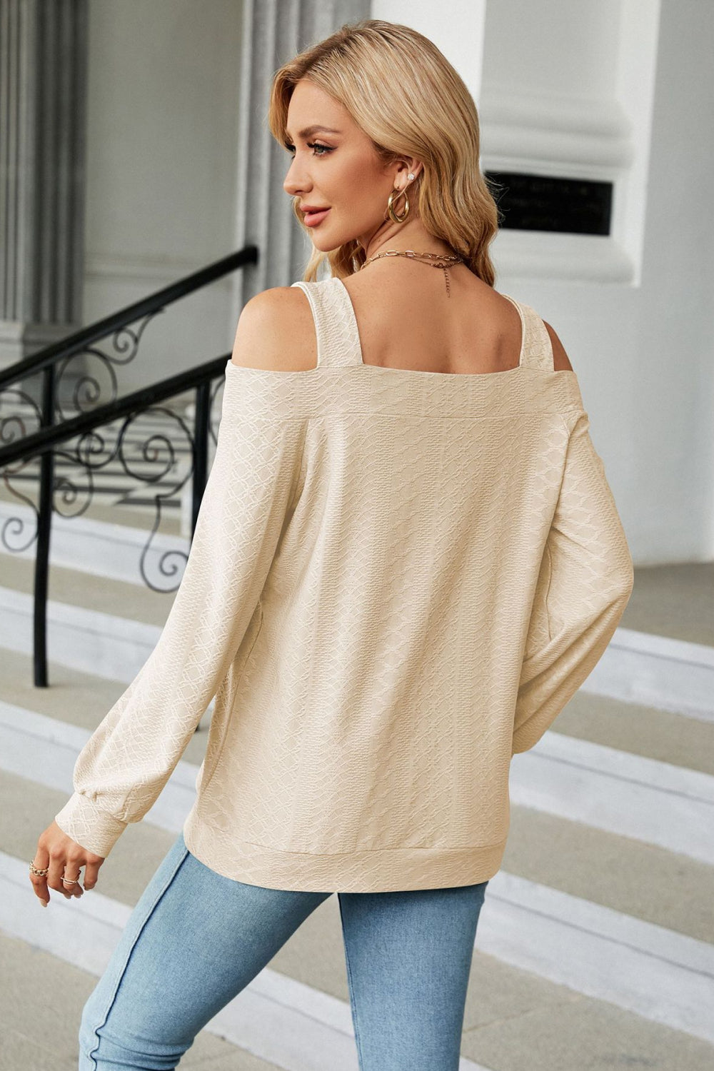 Cold Shoulder Square Neck Cutout Blouse (21)