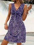 Leopard V-neck Sleeveless Mini Dress (2)