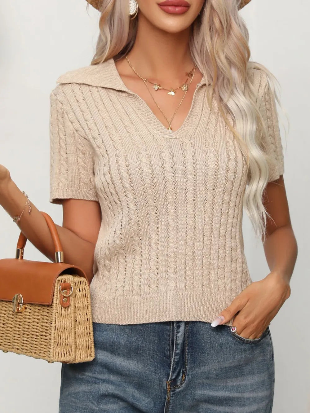 Cable Knit Short Sleeve Top (2)