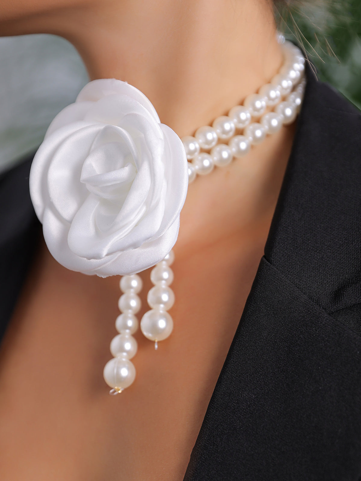 Pearl Necklace Evening Dress Accessories Flower Clavicle variant CJLX223930701AZ