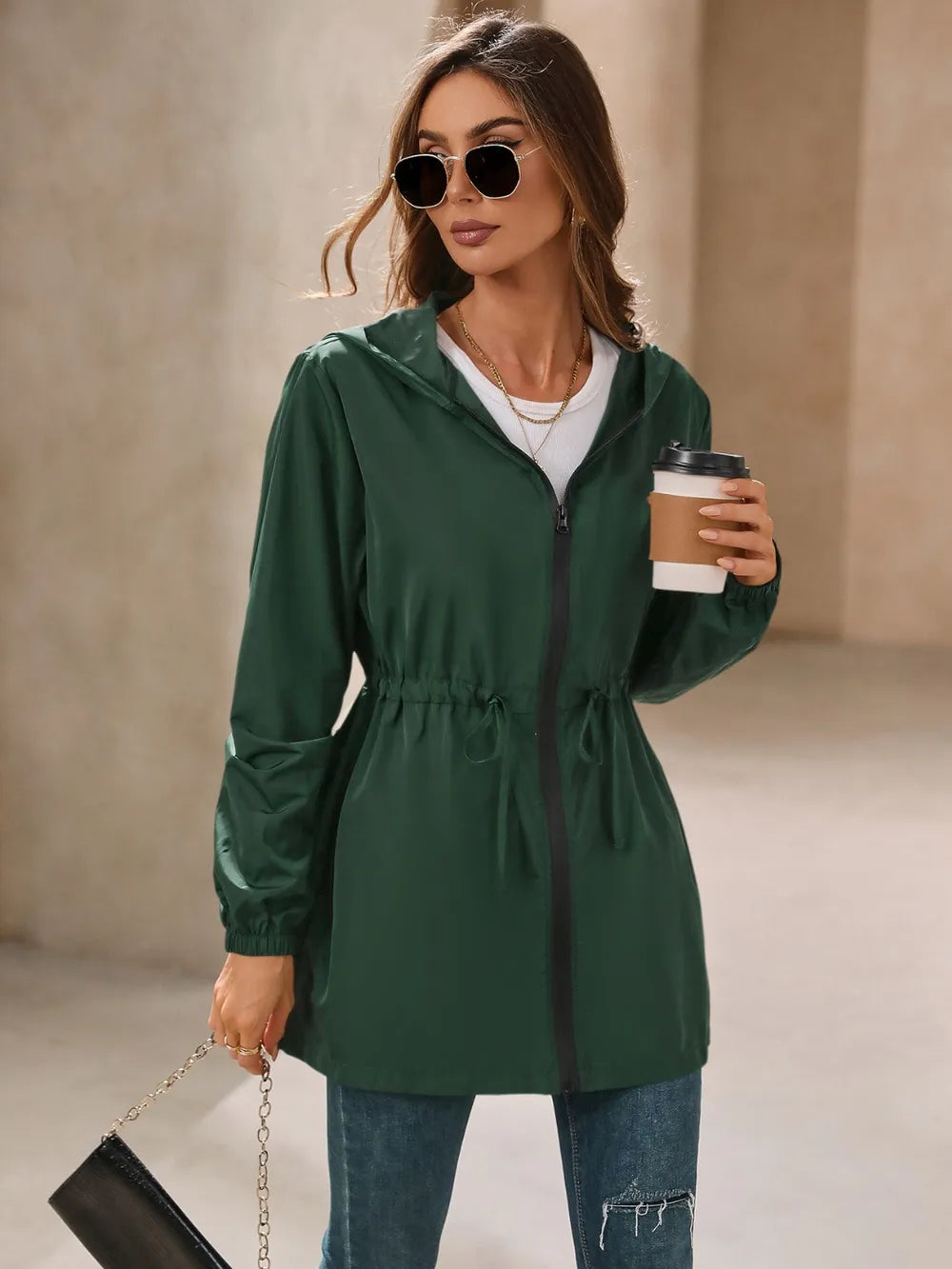 Outdoor Waterproof Long Sleeve Hooded Windbreaker (5)