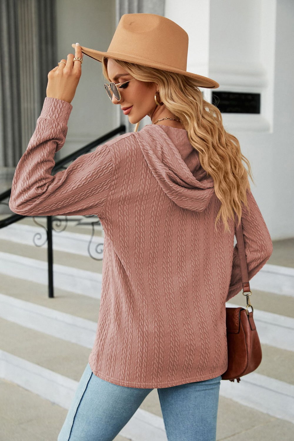 Cable-knit Long Sleeve Hoodie (15)