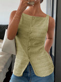 Textured Button-front Tank