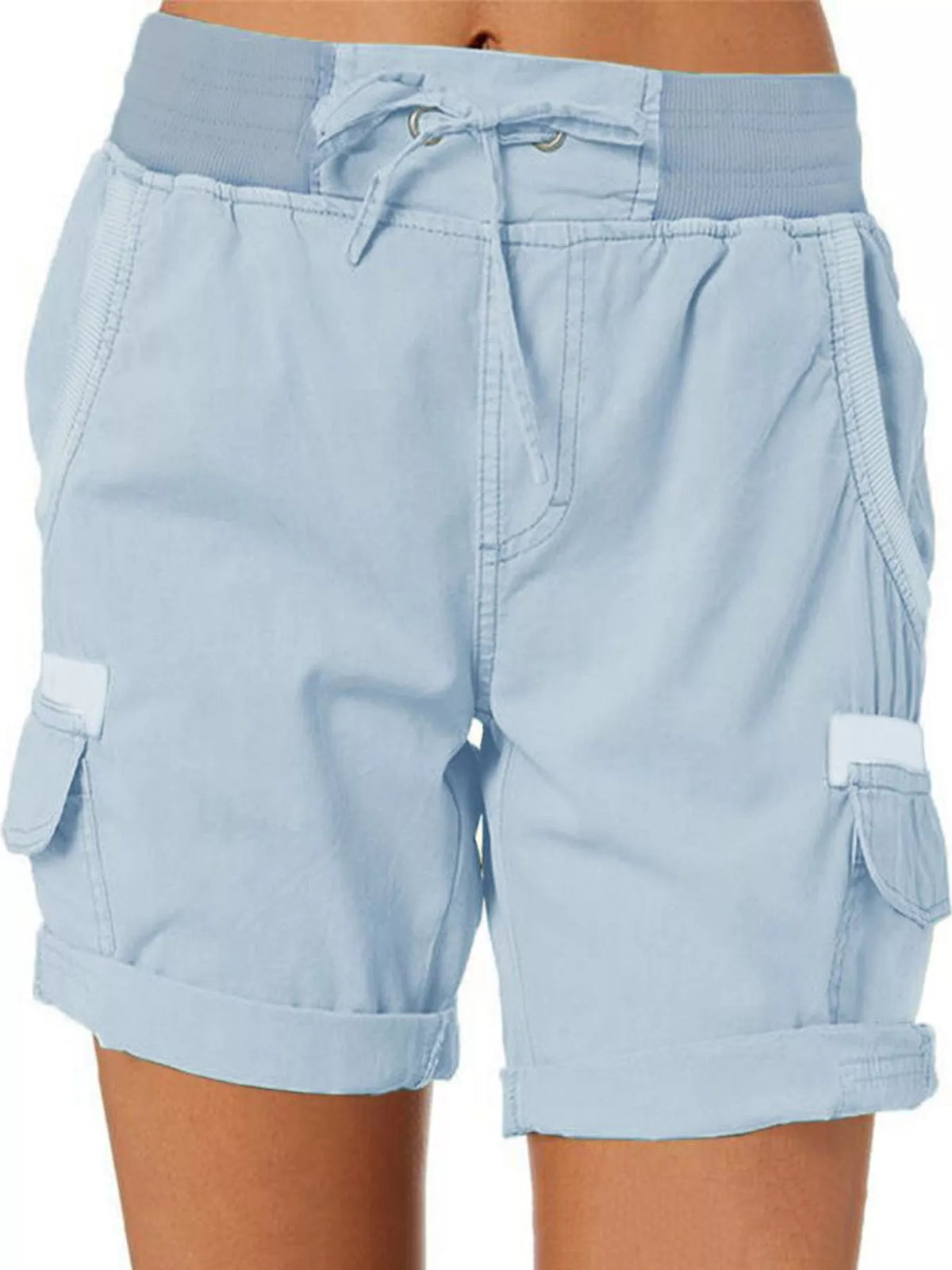 Full Size Drawstring Cargo Shorts Plus (33)