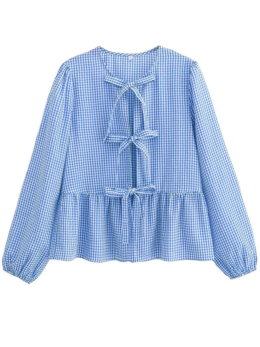 Tied Round Neck Long Sleeve Blouse (18)