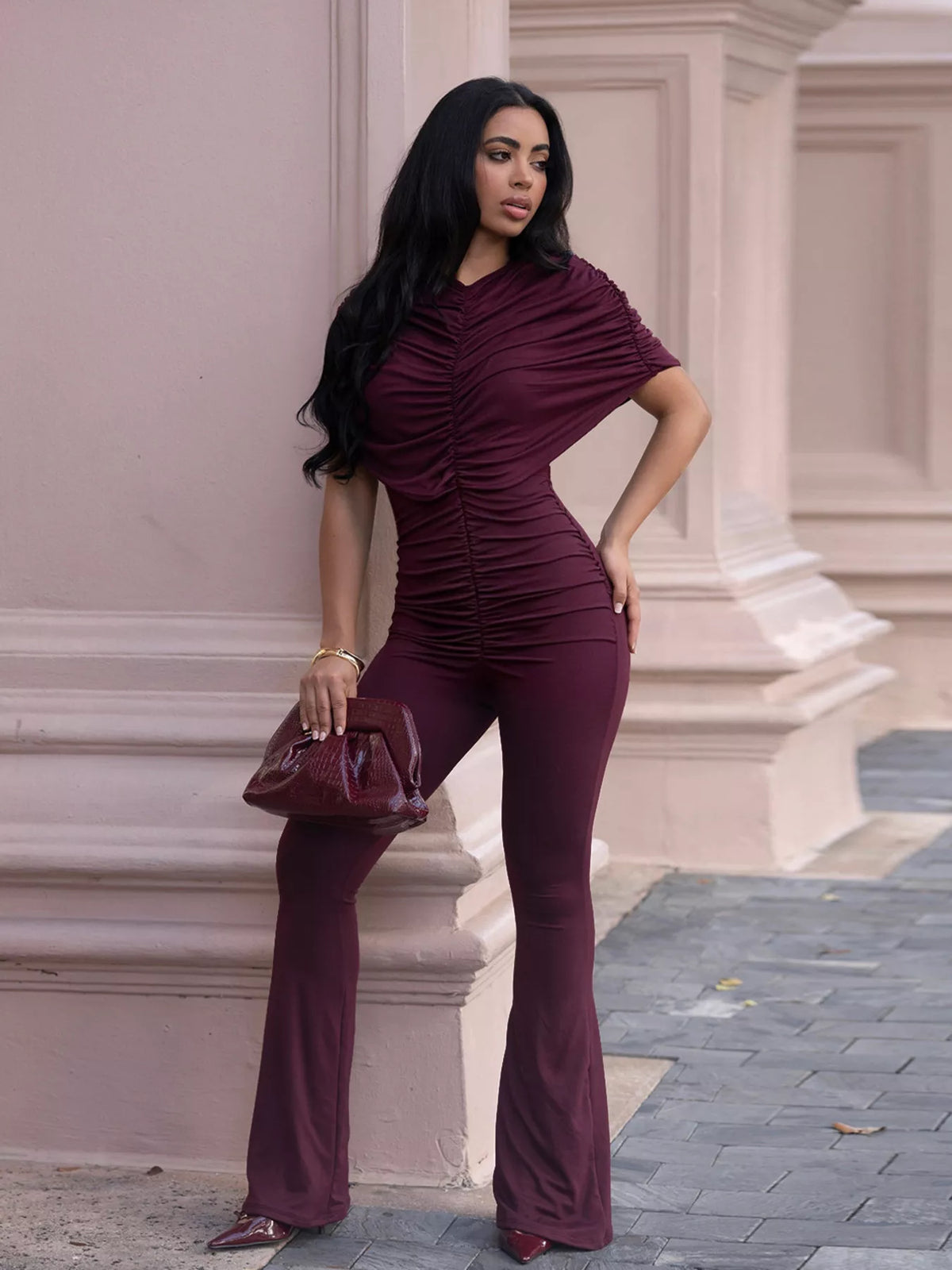Ruched Flare Leg Jumpsuit (5)