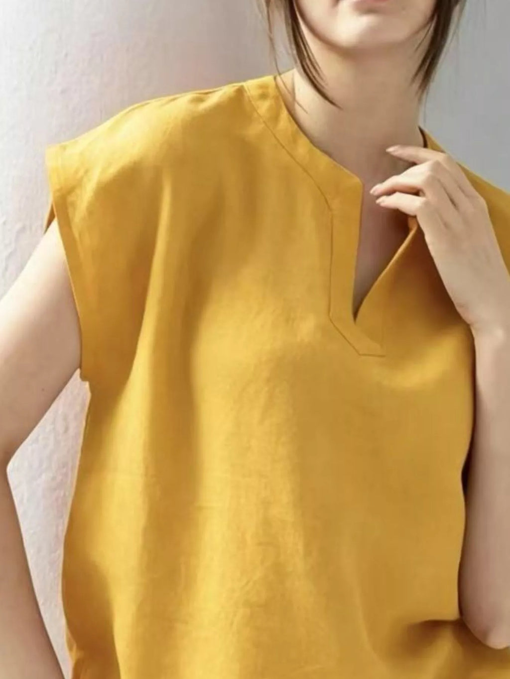 Notched Cap Sleeve Blouse (10)