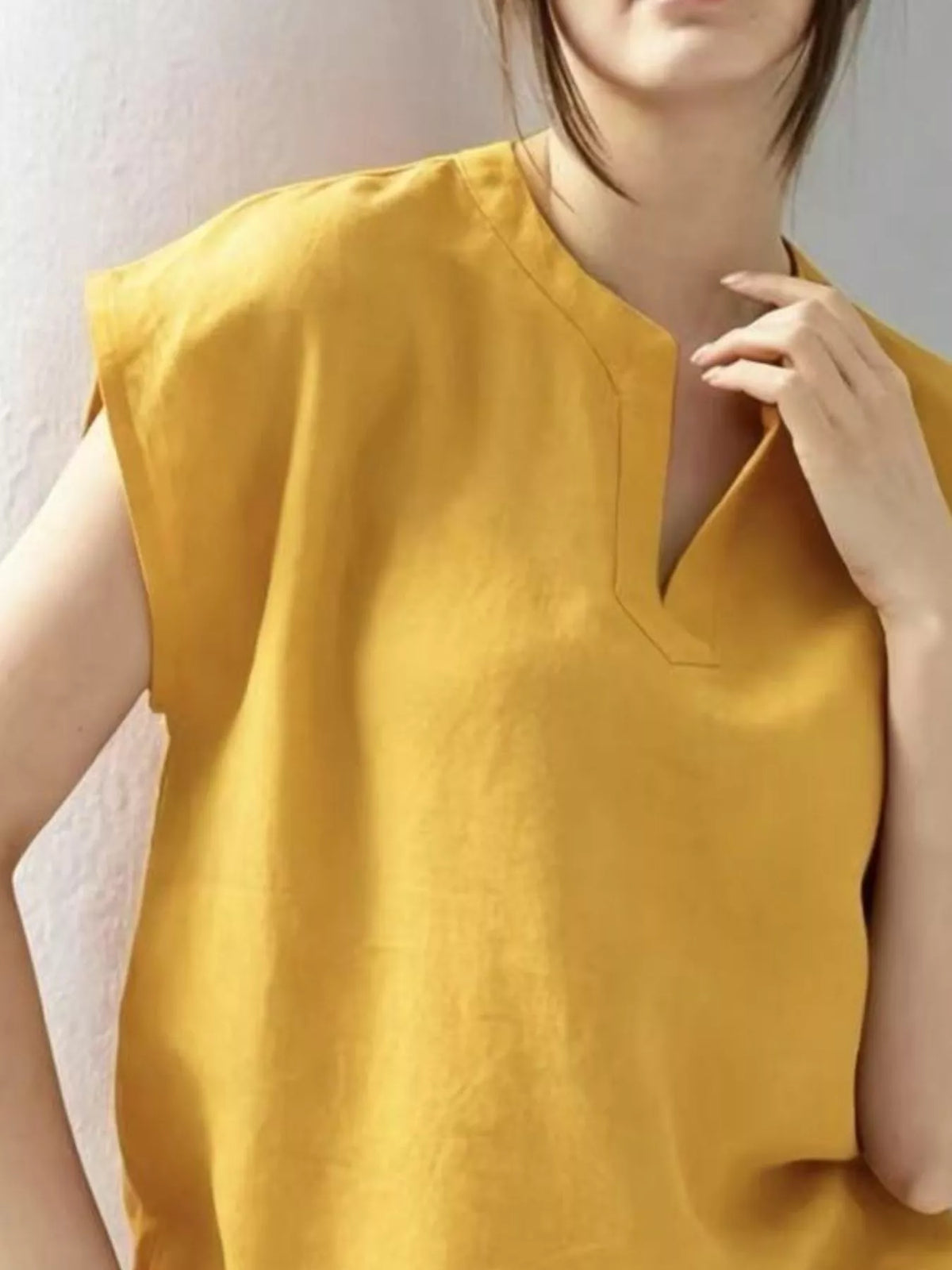 Notched Cap Sleeve Blouse (10)