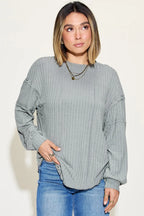 Full Size Ribbed Round Neck Long Sleeve T-shirt (11)
