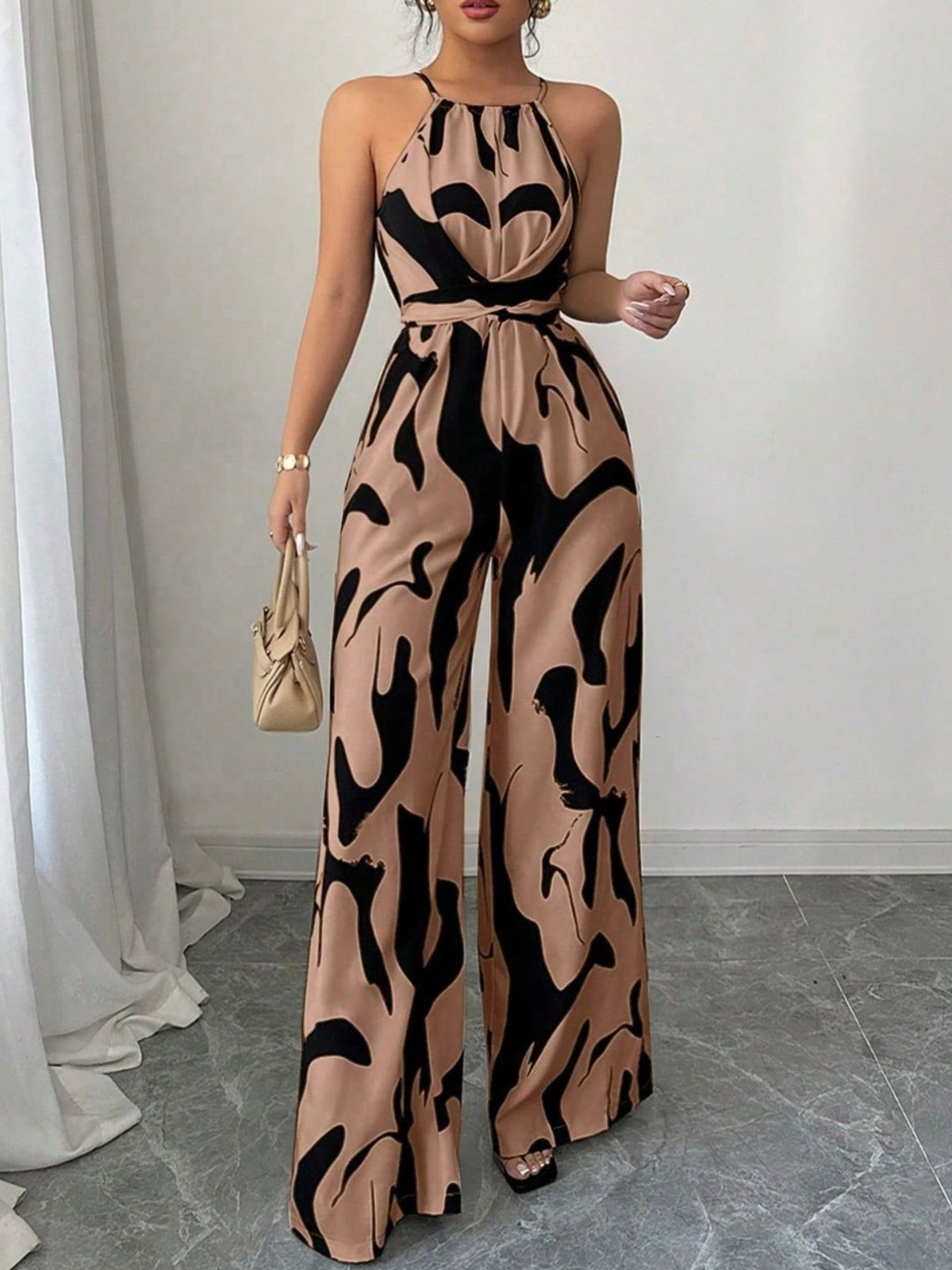 Abstract Print Sleeveless Wide Leg Jumpsuit (7)