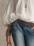 Cold Shoulder Balloon Sleeve Blouse (5)