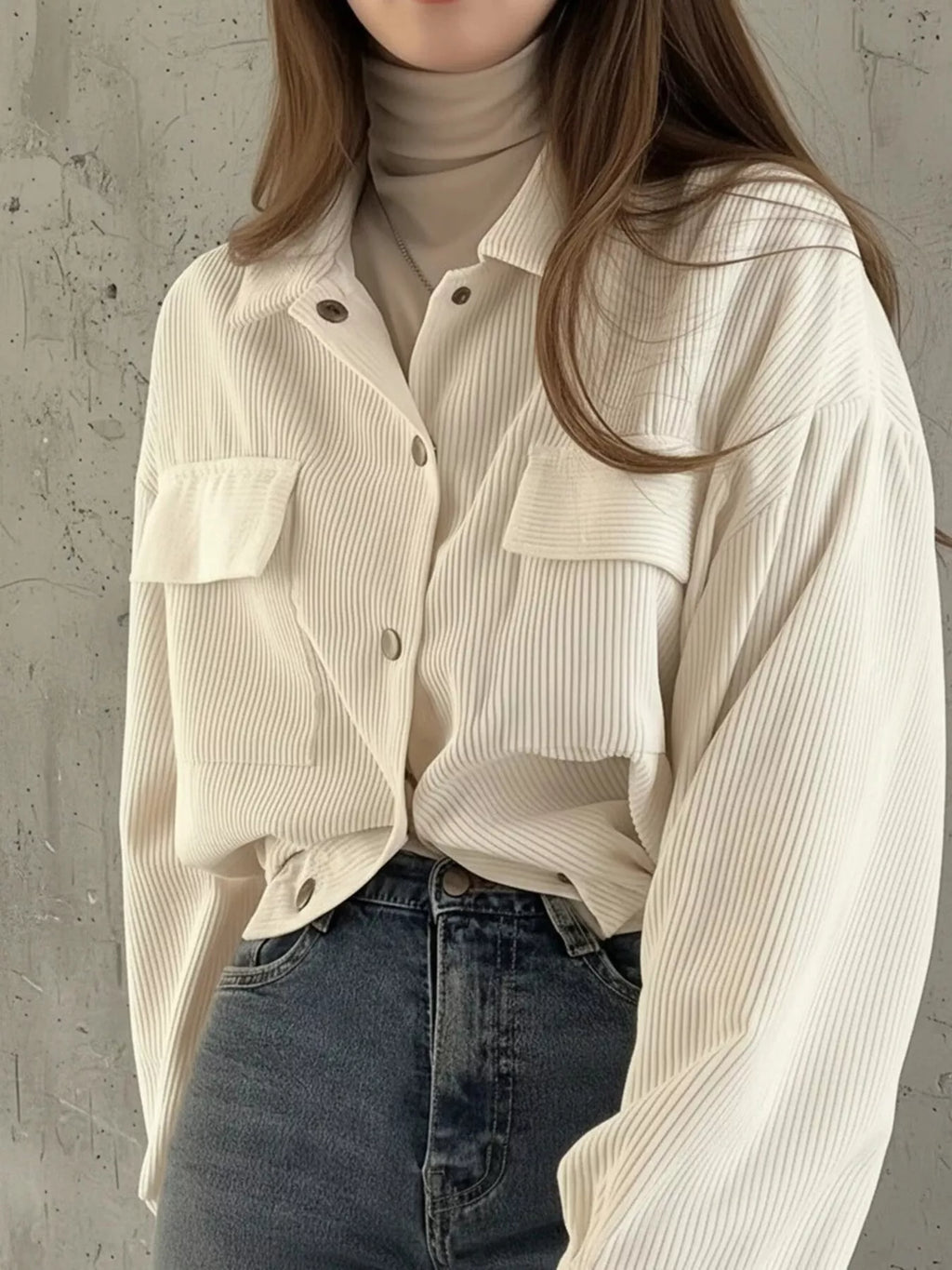 Corduroy Snap Down Cropped Jacket (5)