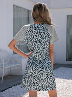 Leopard Round Neck Short Sleeve Mini Dress (8)
