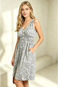 Printed Sleeveless Button Dress