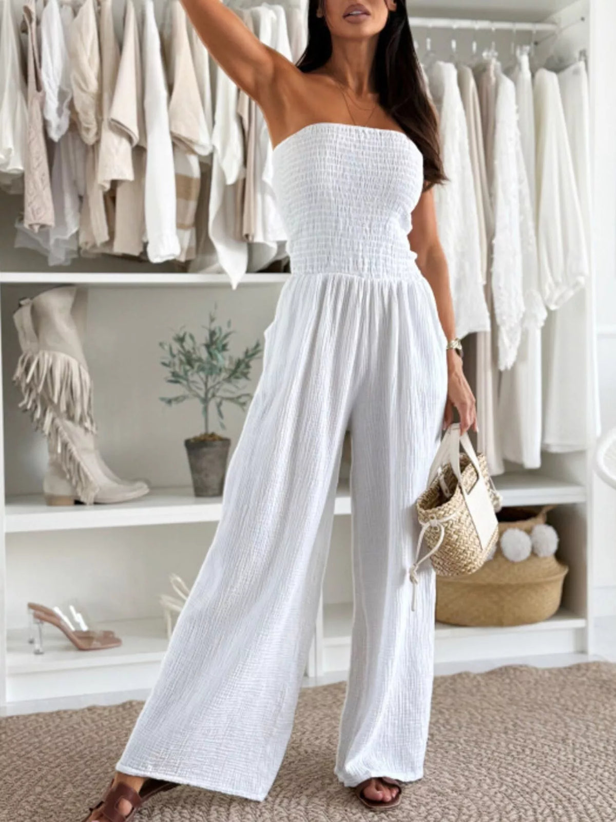 Smocked Tube Wide-leg Jumpsuit (11)
