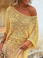 Crochet Boat Neck Knit Cover Up (7)