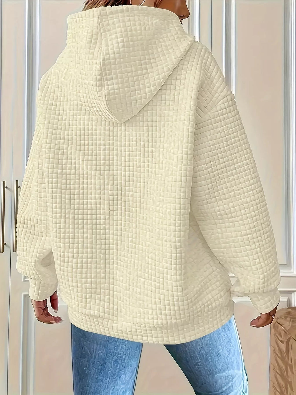 Textured Knit Drawstring Hoodie (28)