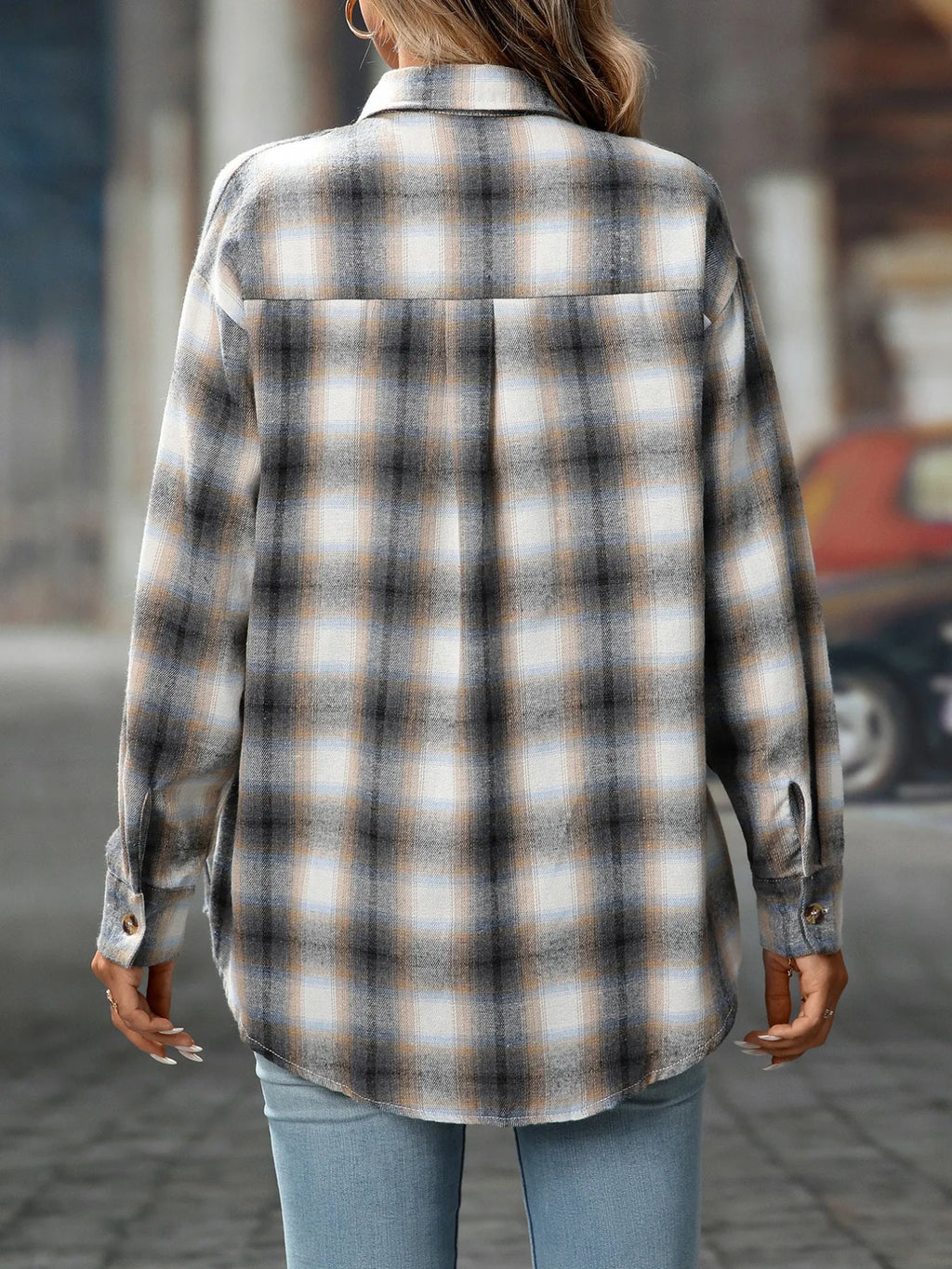 Oversized Plaid Button-up Shirt (14)