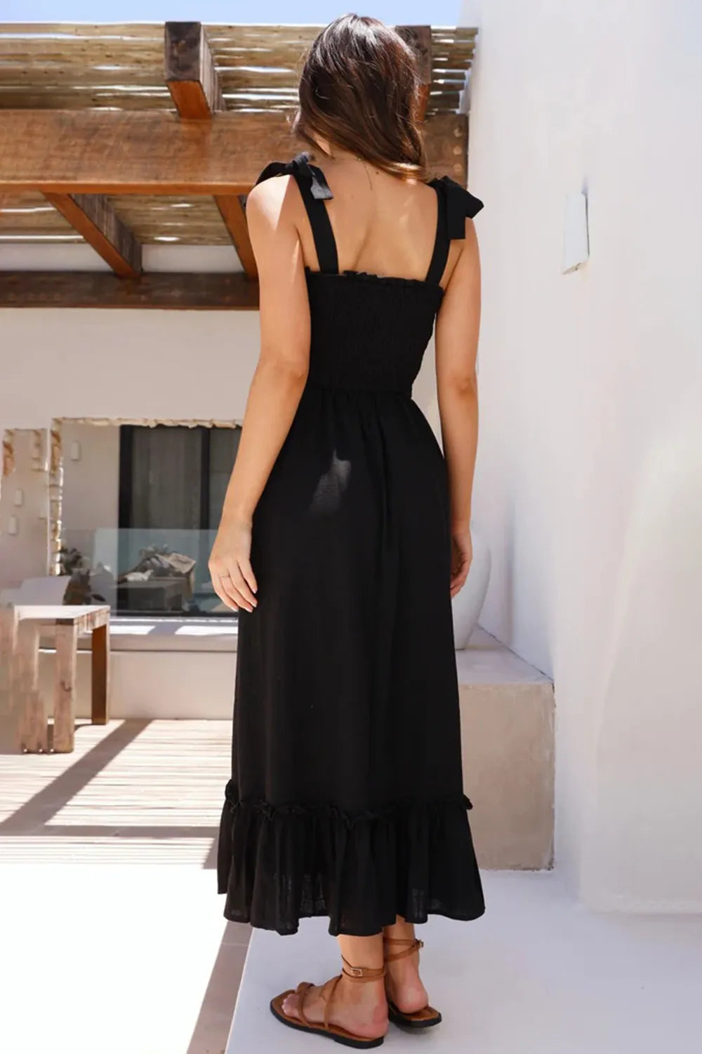 Ruffled Smocked Ruffle Hem Sleeveless Dress (12)