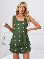 Heart Scoop Neck Tank Shorts Lounge Set (14)