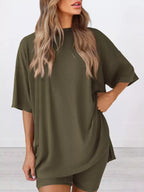 Full Size Half Sleeve T-shirt Shorts Set Plus (3)