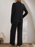 Button-down Top Wide-leg Pants Lounge Set (12)